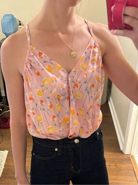 Ro & De Faux Wrap Cami Floral Bodysuit